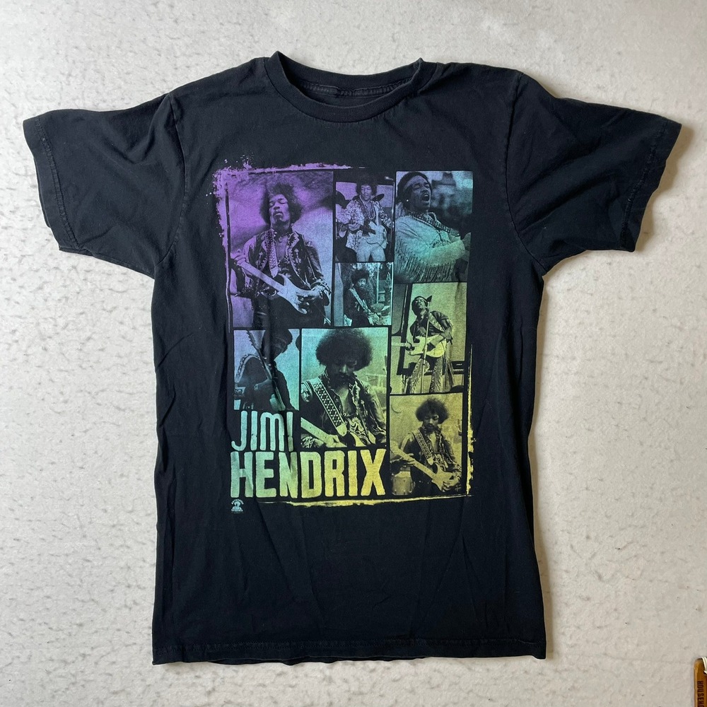 Jimi Hendrix Graphic T Shirt‎ Mens Medium Black Rock Band Concert Tee Cotton